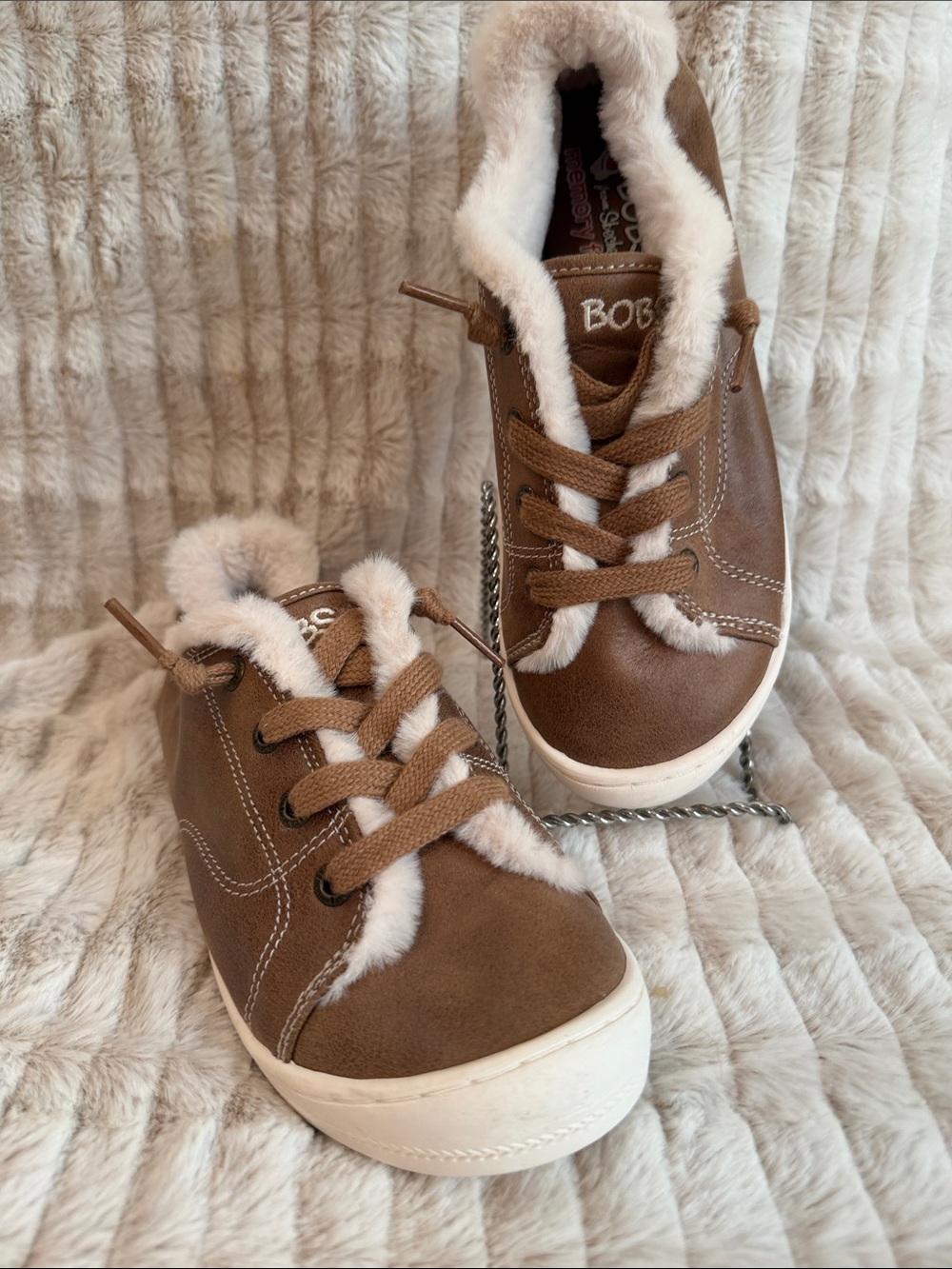 BOBS from Skechers Beach Bingo 2 Brown Faux-Fur Lined Sneakers